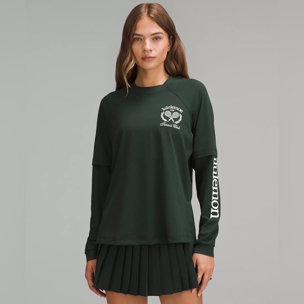 Lululemon Layered Long-Sleeve T-Shirt Tennis Club Legacy Green/White Size 6